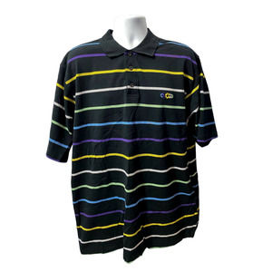 VINTAGE South Pole Polo Shirt Mens XL Black Stripe HipHop Y2K